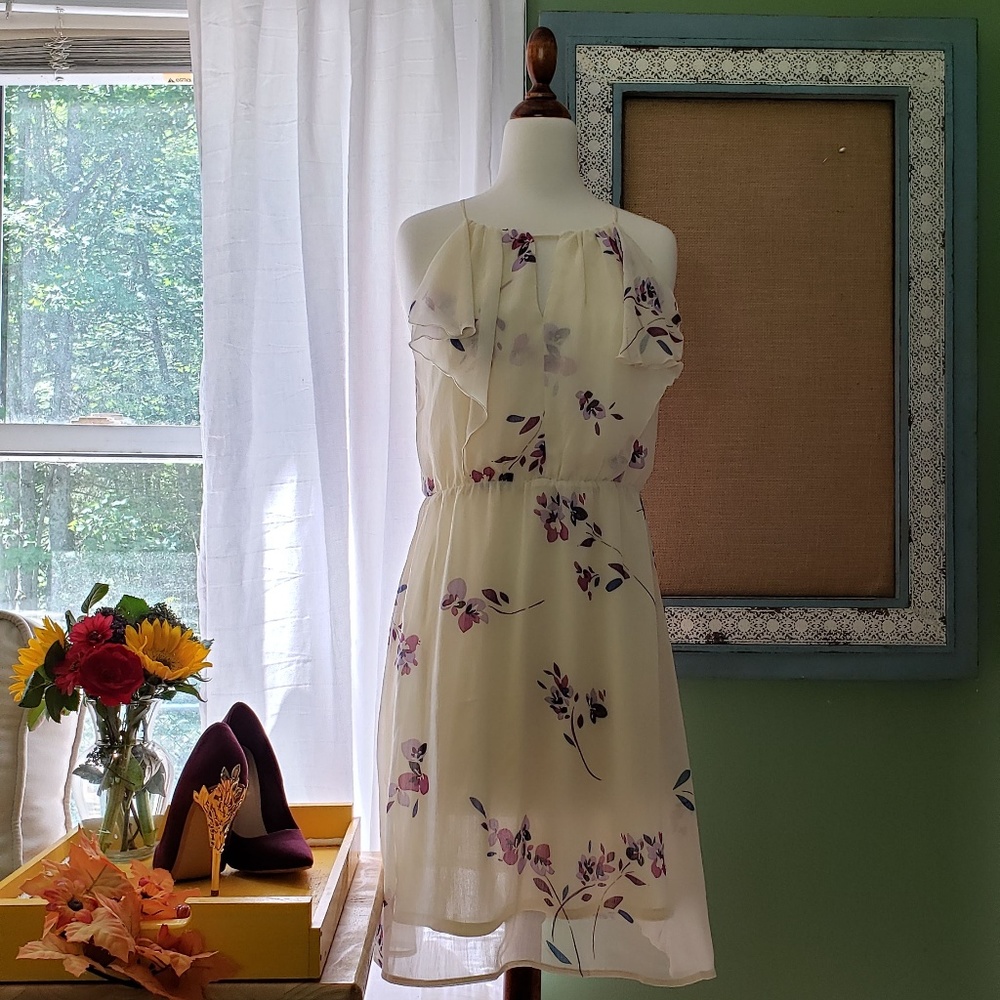Sheer white floral print dress
